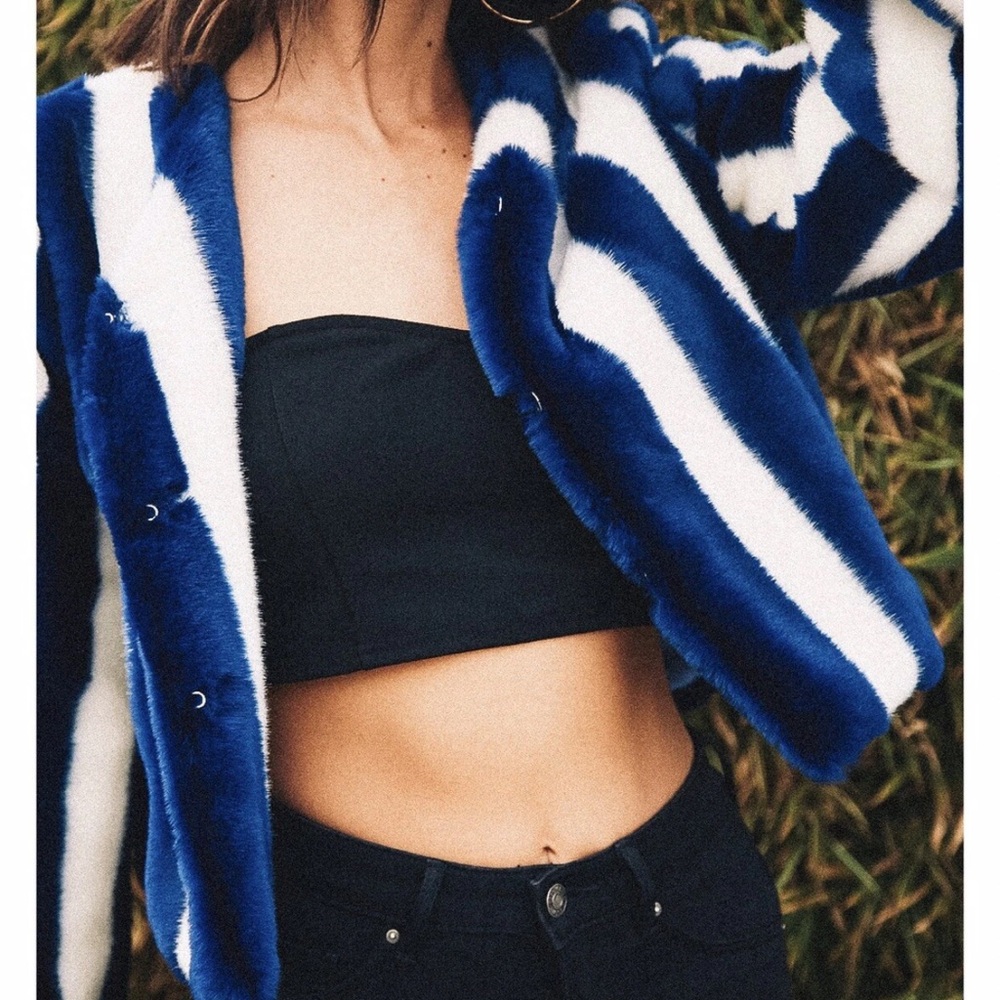 Blue and White Striped Women's Jacket